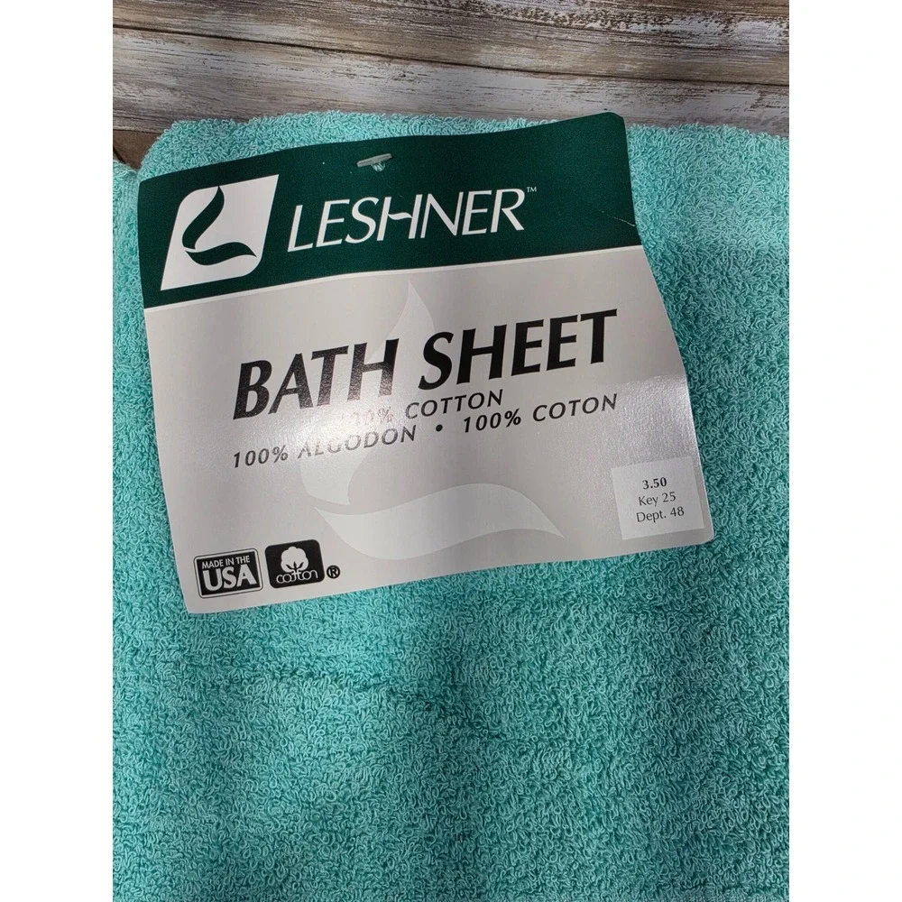 Leshner Jade Aqua 100% Cotton 4pc Towel Set 2 Bath Sheets 2 Hand Towels USA